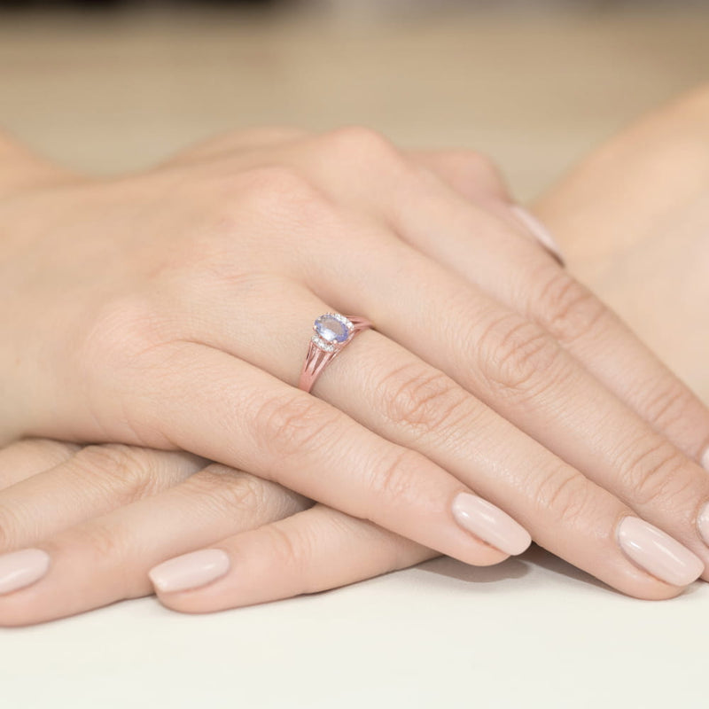 Inel Aur 14K cu Tanzanit 0.40 ct si Diamante Naturale 0.05 ct, imaginea 11 din 11