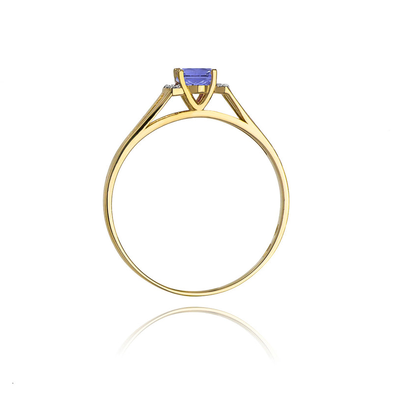 Inel Aur 14K cu Tanzanit 0.40 ct si Diamante Naturale 0.05 ct, imaginea 3 din 11