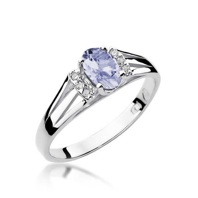Inel Aur 14K cu Tanzanit 0.40 ct si Diamante Naturale 0.05 ct, imaginea 5 din 11
