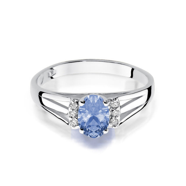 Inel Aur 14K cu Tanzanit 0.40 ct si Diamante Naturale 0.05 ct, imaginea 6 din 11