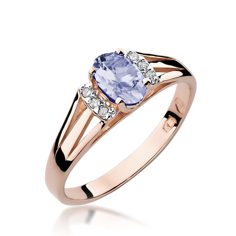 Inel Aur 14K cu Tanzanit 0.40 ct si Diamante Naturale 0.05 ct, imaginea 8 din 11