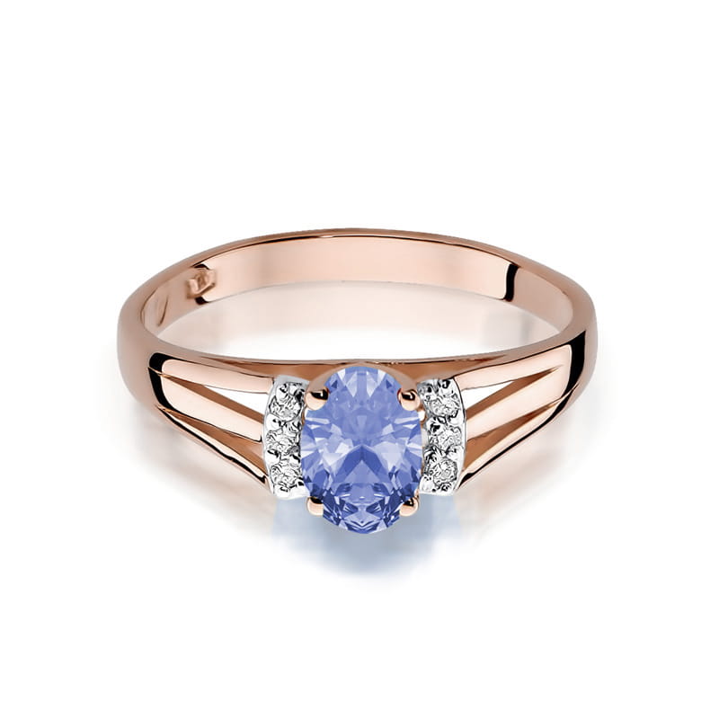 Inel Aur 14K cu Tanzanit 0.40 ct si Diamante Naturale 0.05 ct, imaginea 9 din 11