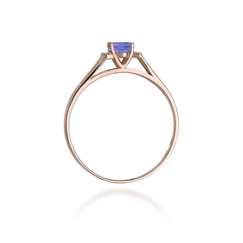 Inel Aur 14K cu Tanzanit 0.40 ct si Diamante Naturale 0.05 ct, imaginea 10 din 11