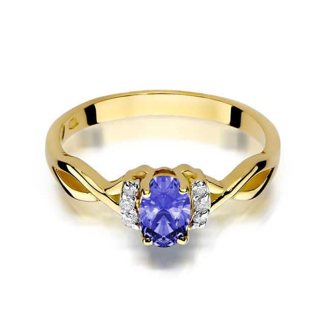Inel Aur 14K cu Tanzanit 0.40 ct si Diamante Naturale 0.05 ct, imaginea 2 din 10