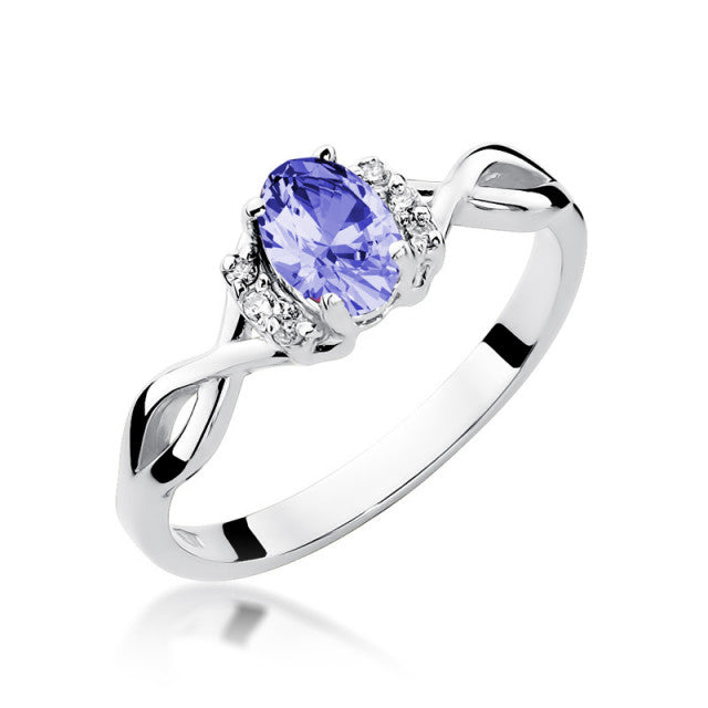 Inel Aur 14K cu Tanzanit 0.40 ct si Diamante Naturale 0.05 ct, imaginea 5 din 10