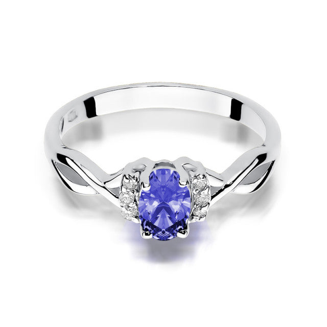 Inel Aur 14K cu Tanzanit 0.40 ct si Diamante Naturale 0.05 ct, imaginea 6 din 10