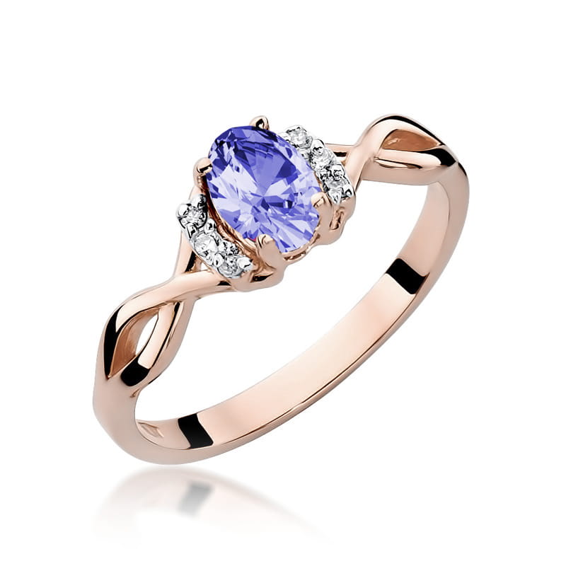 Inel Aur 14K cu Tanzanit 0.40 ct si Diamante Naturale 0.05 ct, imaginea 7 din 10