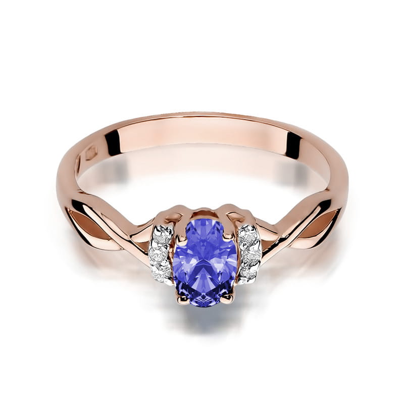 Inel Aur 14K cu Tanzanit 0.40 ct si Diamante Naturale 0.05 ct, imaginea 8 din 10