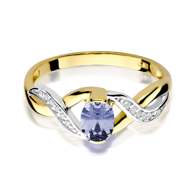 Inel Aur 14K cu Tanzanit 0.40 ct si Diamante Naturale 0.05 ct, imaginea 2 din 11