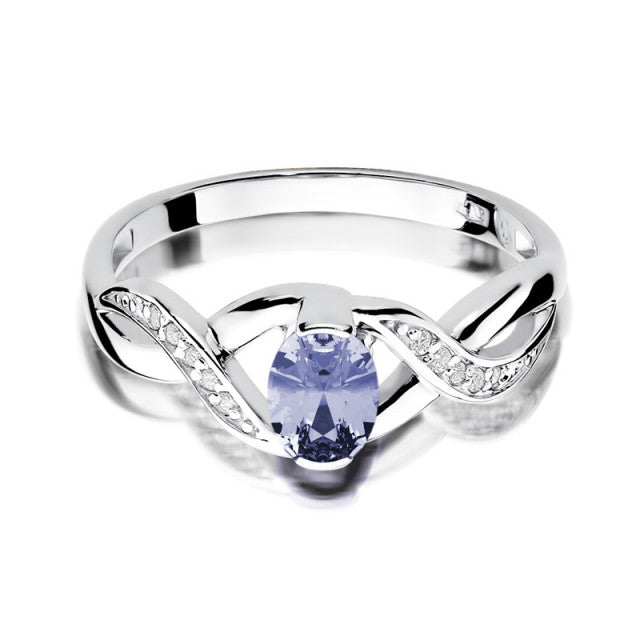 Inel Aur 14K cu Tanzanit 0.40 ct si Diamante Naturale 0.05 ct, imaginea 6 din 11