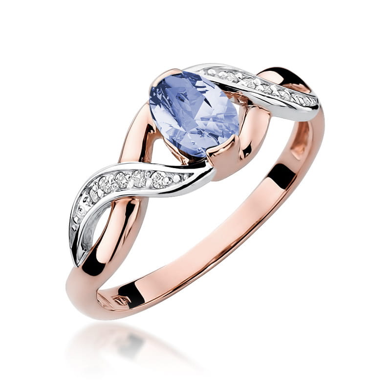Inel Aur 14K cu Tanzanit 0.40 ct si Diamante Naturale 0.05 ct, imaginea 8 din 11