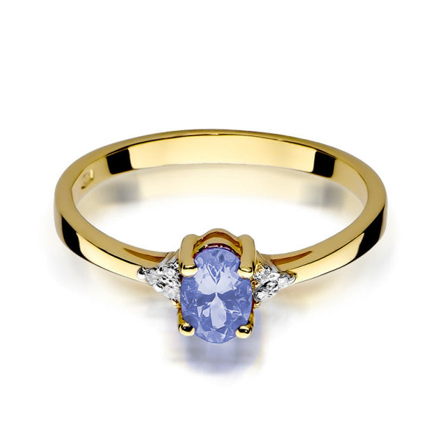 Inel Aur 14K cu Tanzanit 0.40 ct si Diamante Naturale 0.05 ct, imaginea 2 din 9