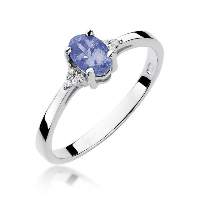 Inel Aur 14K cu Tanzanit 0.40 ct si Diamante Naturale 0.05 ct, imaginea 4 din 9