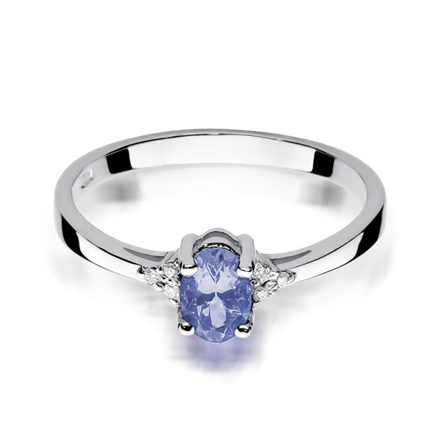 Inel Aur 14K cu Tanzanit 0.40 ct si Diamante Naturale 0.05 ct, imaginea 5 din 9