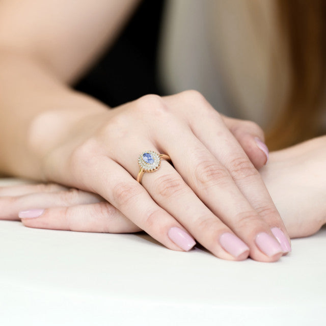 Inel Aur 14K cu Tanzanit 0.40 ct si Diamante Naturale 0.20 ct, imaginea 4 din 11