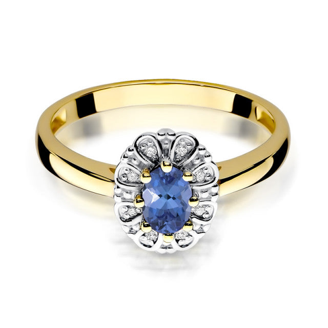 Inel Aur 14K cu Tanzanit 0.40 ct si Diamante Naturale 0.07 ct, imaginea 2 din 11