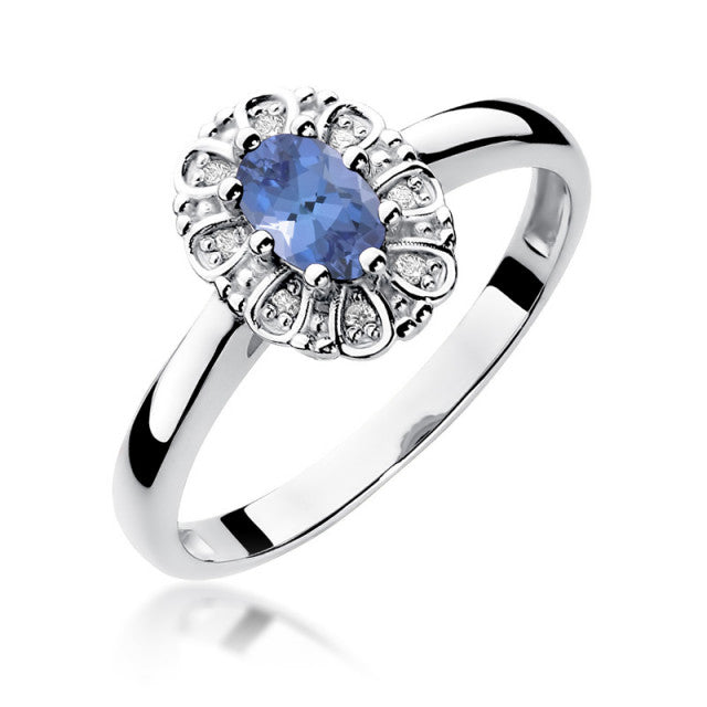 Inel Aur 14K cu Tanzanit 0.40 ct si Diamante Naturale 0.07 ct, imaginea 5 din 11
