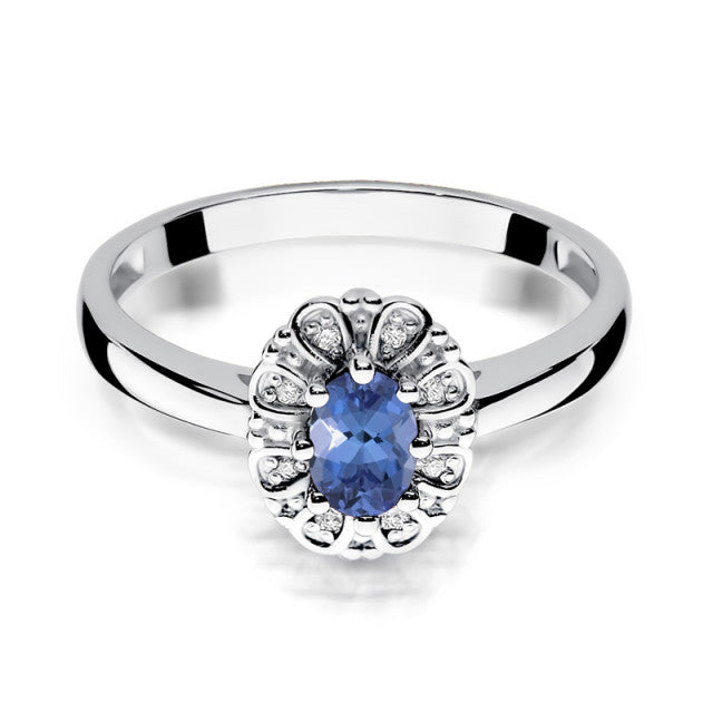 Inel Aur 14K cu Tanzanit 0.40 ct si Diamante Naturale 0.07 ct, imaginea 6 din 11