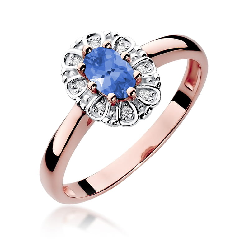 Inel Aur 14K cu Tanzanit 0.40 ct si Diamante Naturale 0.07 ct, imaginea 8 din 11