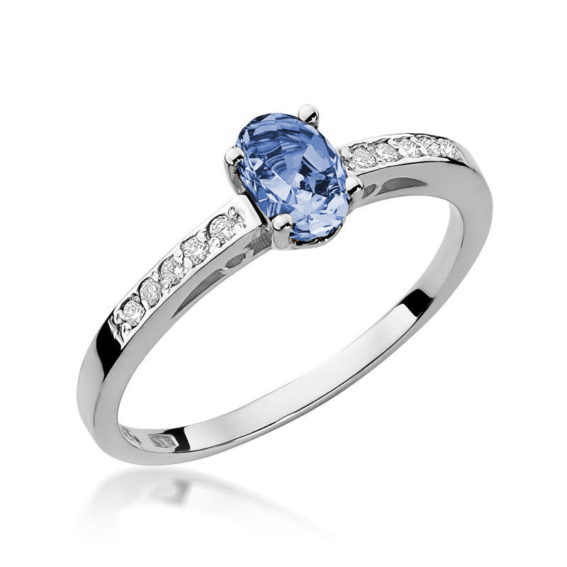 Inel Aur 14K cu Tanzanit 0.40 ct si Diamante Naturale 0.05 ct, imaginea 4 din 8