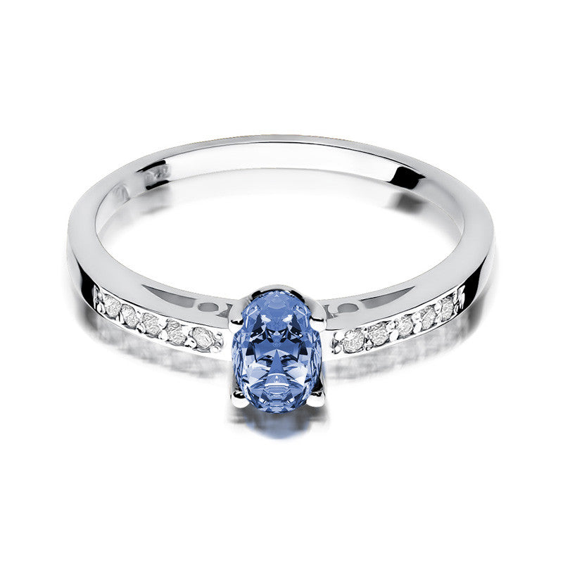 Inel Aur 14K cu Tanzanit 0.40 ct si Diamante Naturale 0.05 ct, imaginea 5 din 8
