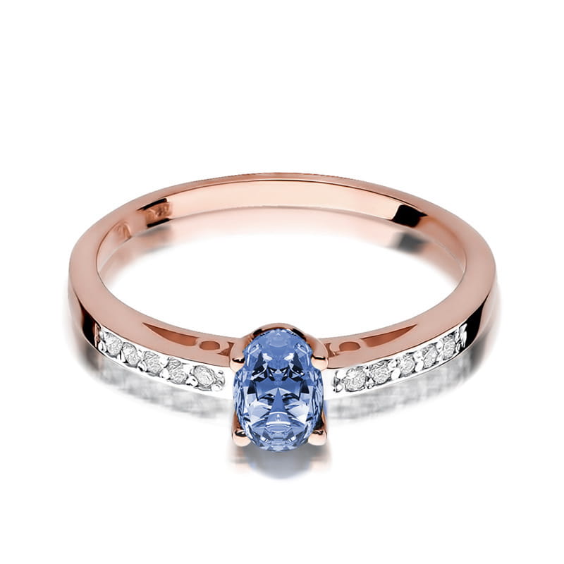 Inel Aur 14K cu Tanzanit 0.40 ct si Diamante Naturale 0.05 ct, imaginea 7 din 8