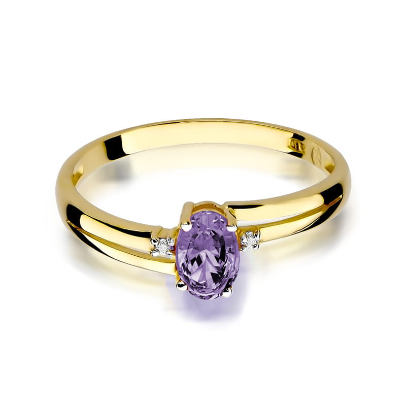 Inel Aur 14K cu Tanzanit 0.40 ct si Diamante Naturale 0.03 ct, imaginea 2 din 12