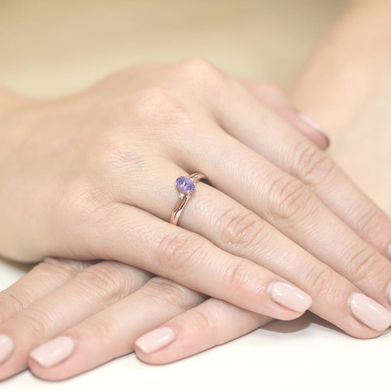 Inel Aur 14K cu Tanzanit 0.40 ct si Diamante Naturale 0.03 ct, imaginea 8 din 12