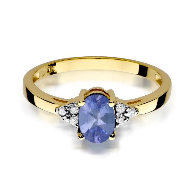 Inel Aur 14K cu Tanzanit 0.70 ct si Diamante Naturale 0.05 ct, imaginea 2 din 11