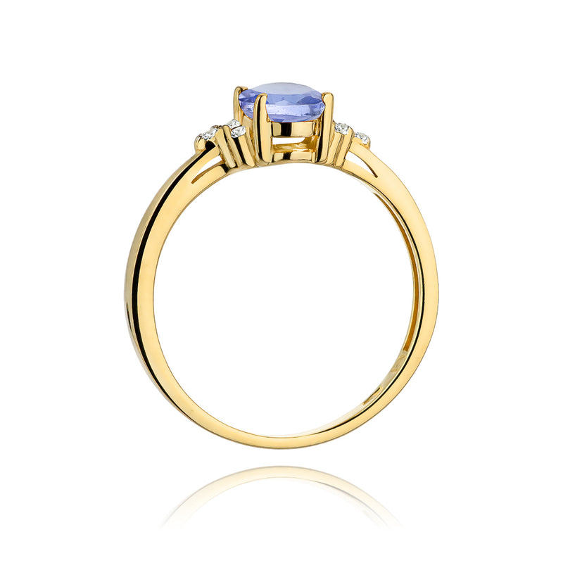 Inel Aur 14K cu Tanzanit 0.70 ct si Diamante Naturale 0.05 ct, imaginea 3 din 11