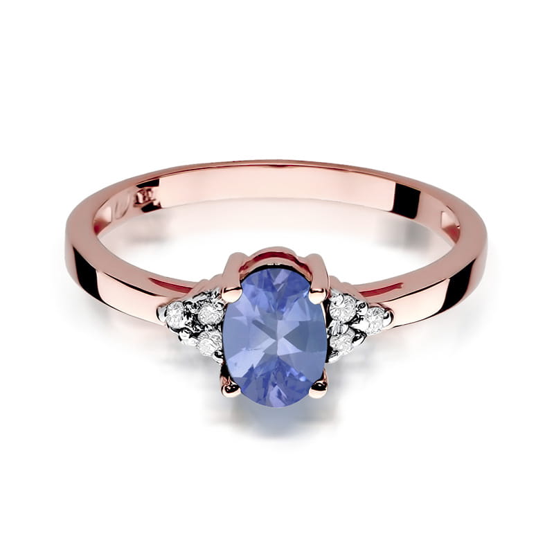 Inel Aur 14K cu Tanzanit 0.70 ct si Diamante Naturale 0.05 ct, imaginea 9 din 11