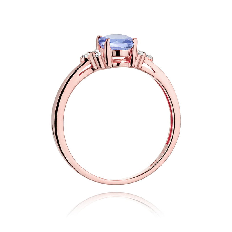 Inel Aur 14K cu Tanzanit 0.70 ct si Diamante Naturale 0.05 ct, imaginea 10 din 11