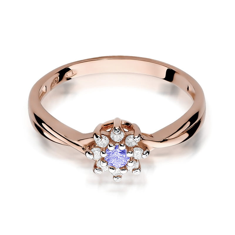 Inel Aur 14K cu Tanzanit 0.15 ct si Diamante Naturale 0.12 ct, imaginea 6 din 12