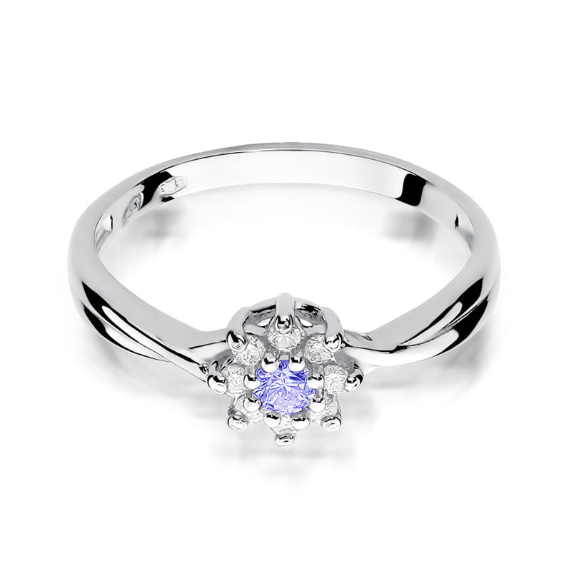 Inel Aur 14K cu Tanzanit 0.15 ct si Diamante Naturale 0.12 ct, imaginea 10 din 12