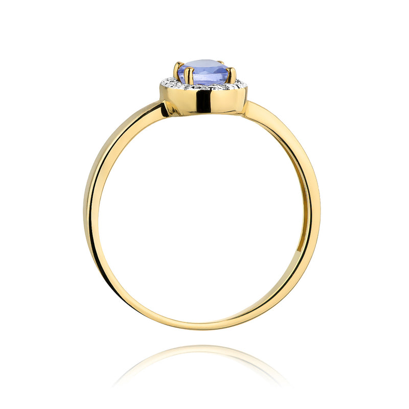 Inel Aur 14K cu Tanzanit 0.40 ct si Diamante Naturale 0.08 ct, imaginea 3 din 10