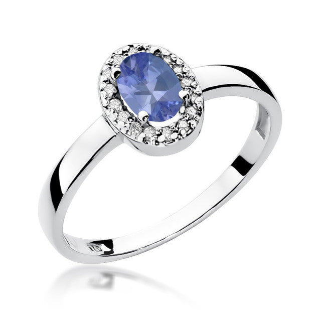 Inel Aur 14K cu Tanzanit 0.40 ct si Diamante Naturale 0.08 ct, imaginea 5 din 10