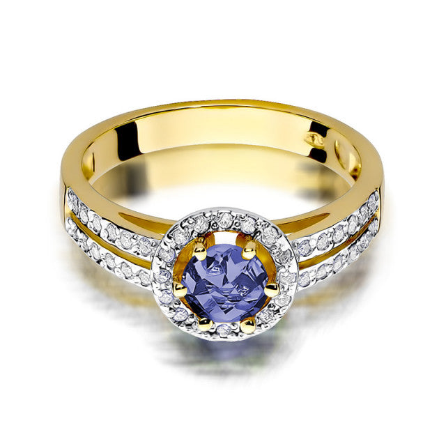 Inel Aur 14K cu Tanzanit 0.50 ct si Diamante Naturale 0.20 ct, imaginea 2 din 10