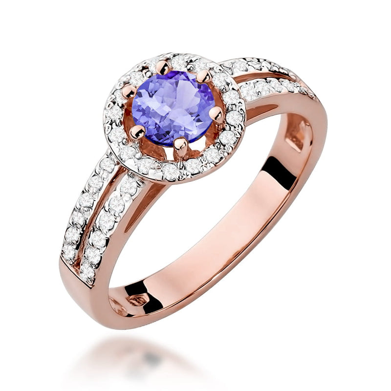 Inel Aur 14K cu Tanzanit 0.50 ct si Diamante Naturale 0.20 ct, imaginea 8 din 10