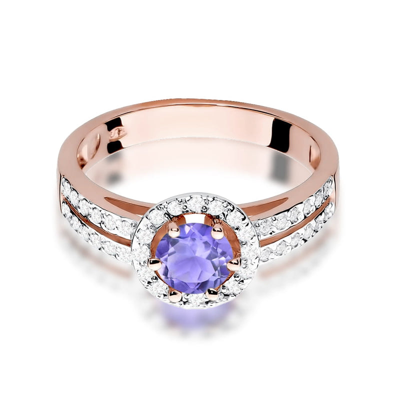 Inel Aur 14K cu Tanzanit 0.50 ct si Diamante Naturale 0.20 ct, imaginea 9 din 10