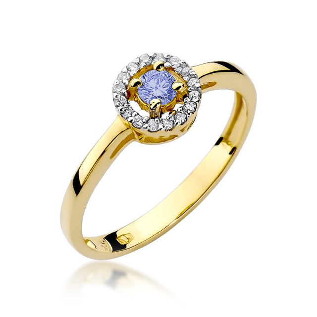 Inel Aur 14K cu Tanzanit 0.15 ct si Diamante Naturale 0.08 ct — Aur galben