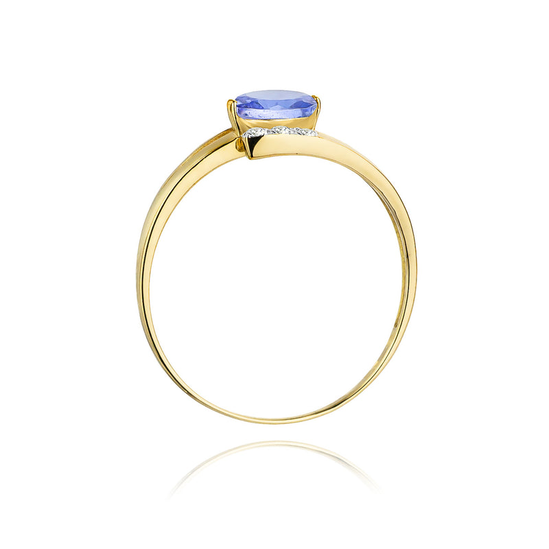 Inel Aur 14K cu Tanzanit 0.40 ct si Diamante Naturale 0.05 ct, imaginea 3 din 11