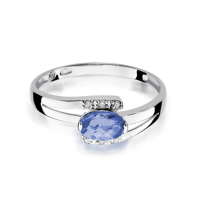 Inel Aur 14K cu Tanzanit 0.40 ct si Diamante Naturale 0.05 ct, imaginea 5 din 11