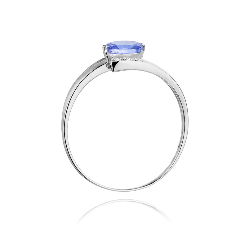 Inel Aur 14K cu Tanzanit 0.40 ct si Diamante Naturale 0.05 ct, imaginea 7 din 11