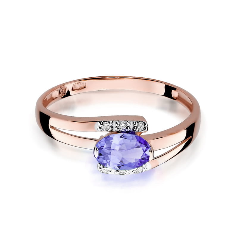 Inel Aur 14K cu Tanzanit 0.40 ct si Diamante Naturale 0.05 ct, imaginea 9 din 11