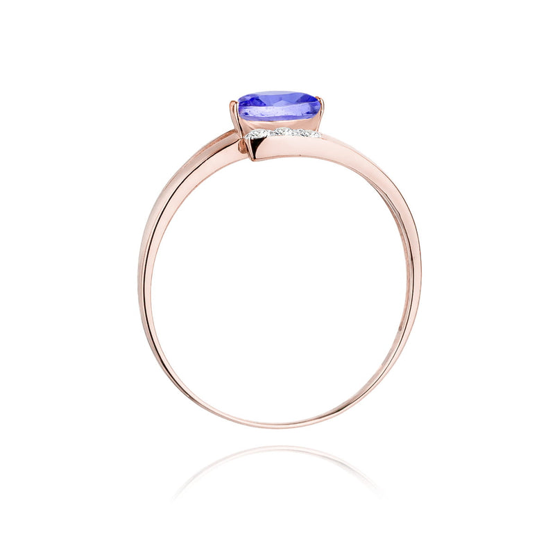 Inel Aur 14K cu Tanzanit 0.40 ct si Diamante Naturale 0.05 ct, imaginea 10 din 11