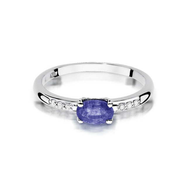 Inel Aur 14K cu Tanzanit 0.40 ct si Diamante Naturale 0.03 ct, imaginea 5 din 10