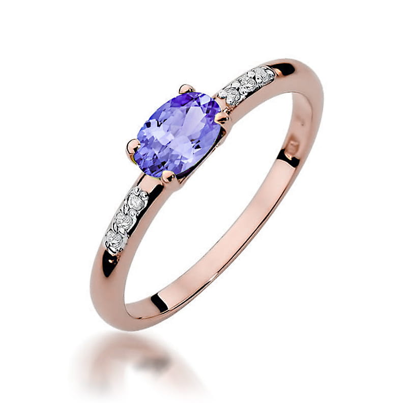 Inel Aur 14K cu Tanzanit 0.40 ct si Diamante Naturale 0.03 ct, imaginea 7 din 10