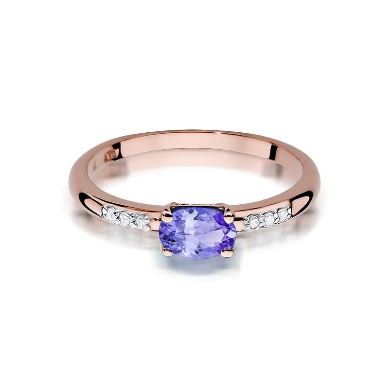 Inel Aur 14K cu Tanzanit 0.40 ct si Diamante Naturale 0.03 ct, imaginea 8 din 10