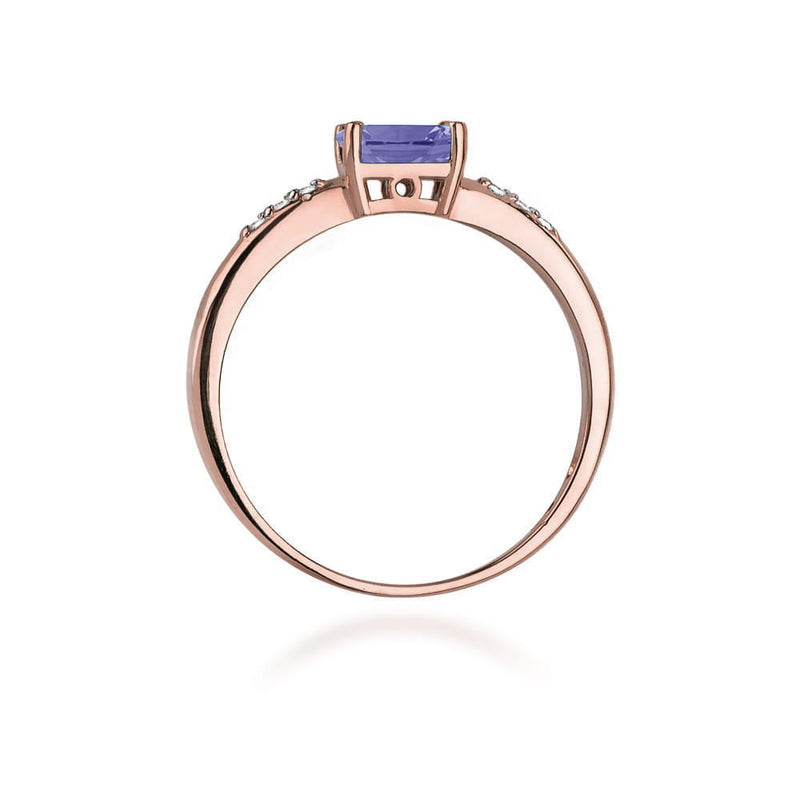 Inel Aur 14K cu Tanzanit 0.40 ct si Diamante Naturale 0.03 ct, imaginea 9 din 10
