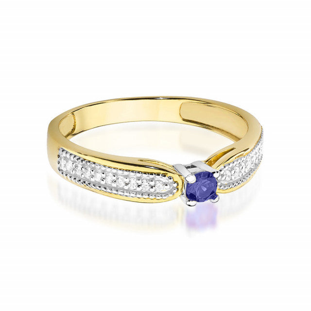 Inel Aur 14K cu Tanzanit 0.15 ct si Diamante Naturale 0.09 ct, imaginea 2 din 10